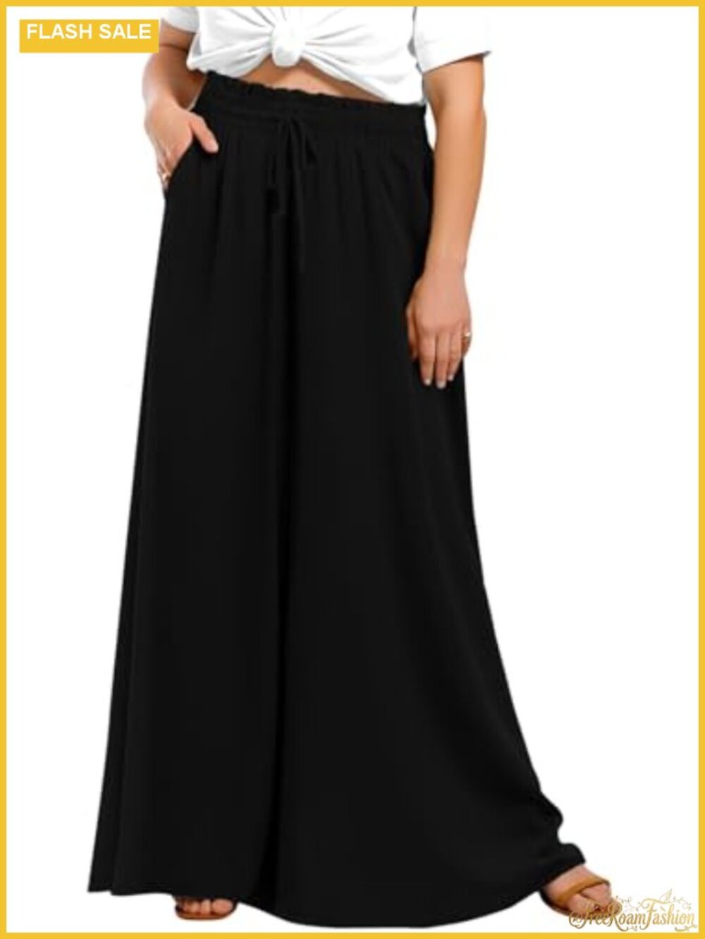 Women's Plus Size Wide Leg Palazzo Lounge Pants with Pockets